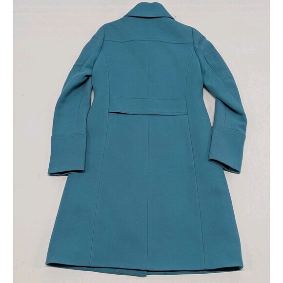 Teal Italian Double Cloth Wool Blend Lady Day Trench Pea Coat Size 4T Classy - Picture 7 of 13